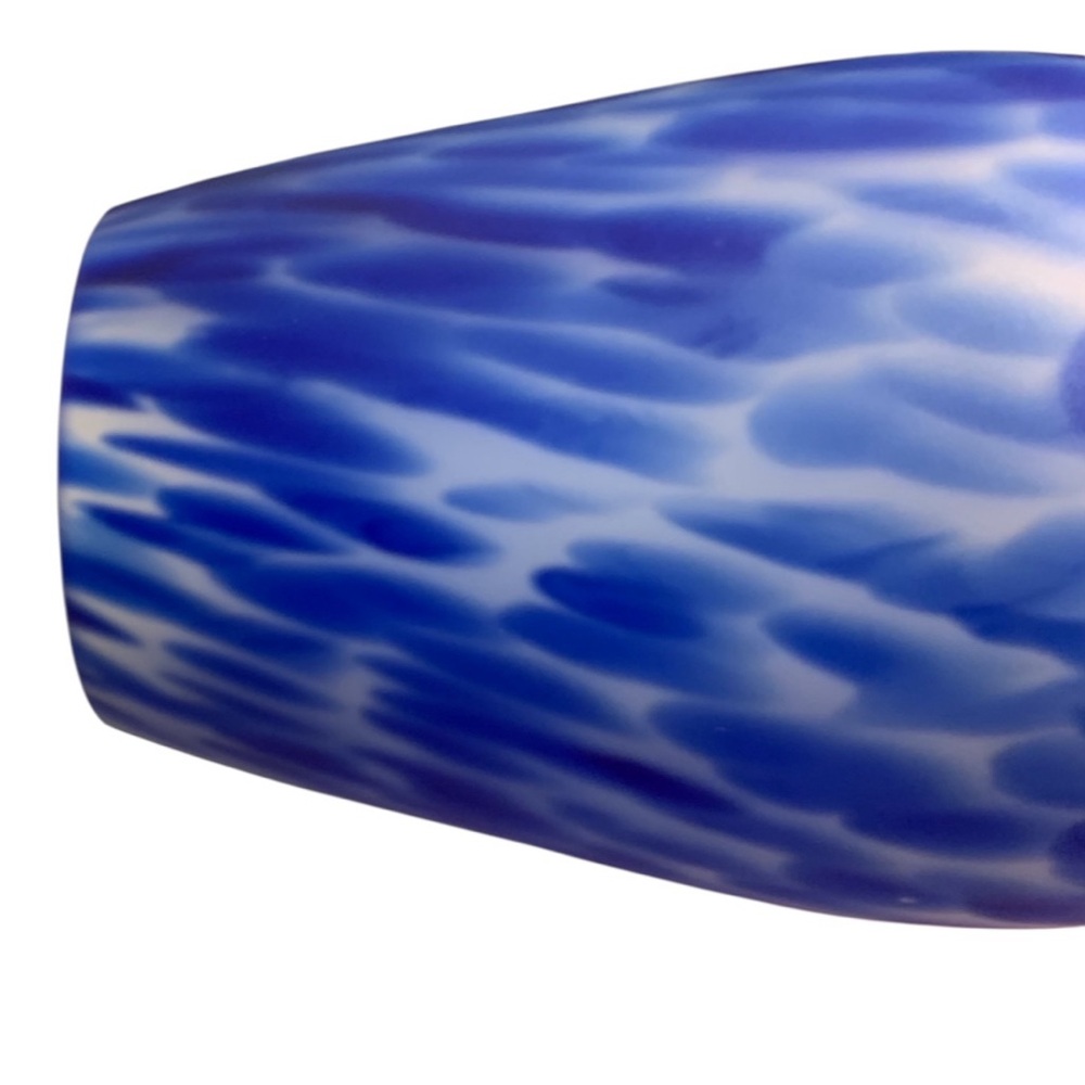 Cobalt Blue and White Molten Art Glass Vase.‎ Large 8.5” - Picture 3 of 9